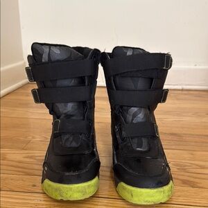 George Black and Yellow High-Top Boots with Velcro Straps